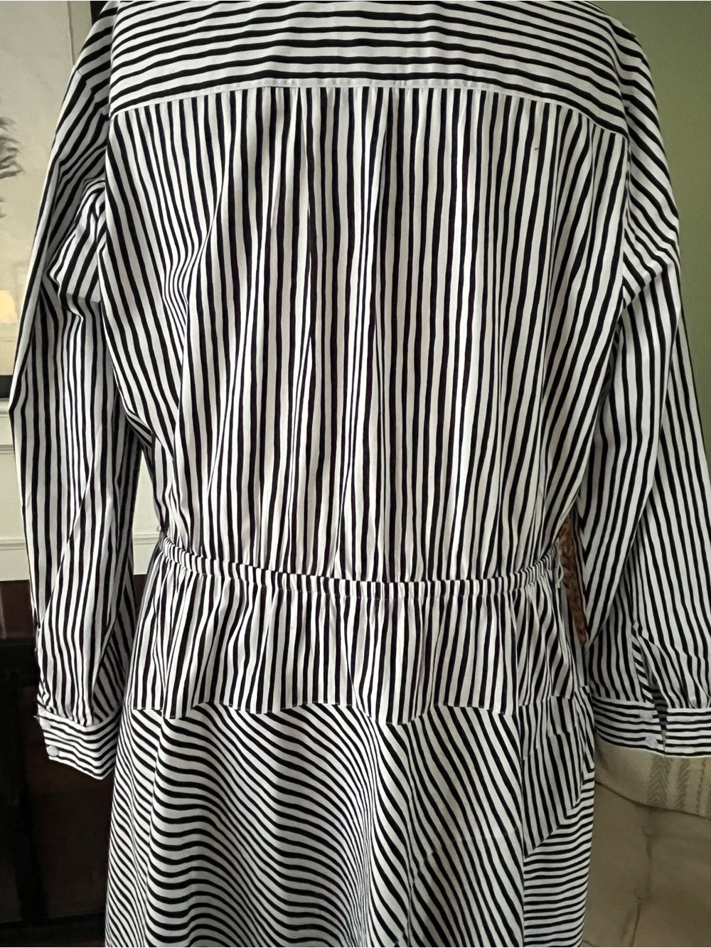 Lane Bryant Black & White Striped Shirt Midi Dress with Waist Tie - Picture 5 of 9